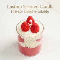 Bougie en verre réaliste à la crème de fraise en gros, fabricant de bougies parfumées sous marque privée, cadeaux de luxe personnalisés
