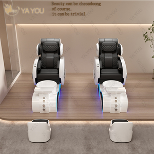 Silla de pedicura con base de fibra de vidrio de color blanco y negro de lujo clásico masaje de cuerpo completo con función de surf Silla de masaje de pies - Product Image 2