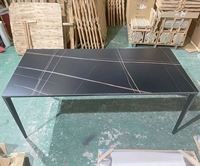 Meubles de salle à manger modernes et simples, table rectangulaire avec base en aluminium, plateau en pierre frittée L160-180, utilisation hôtelière, bon prix