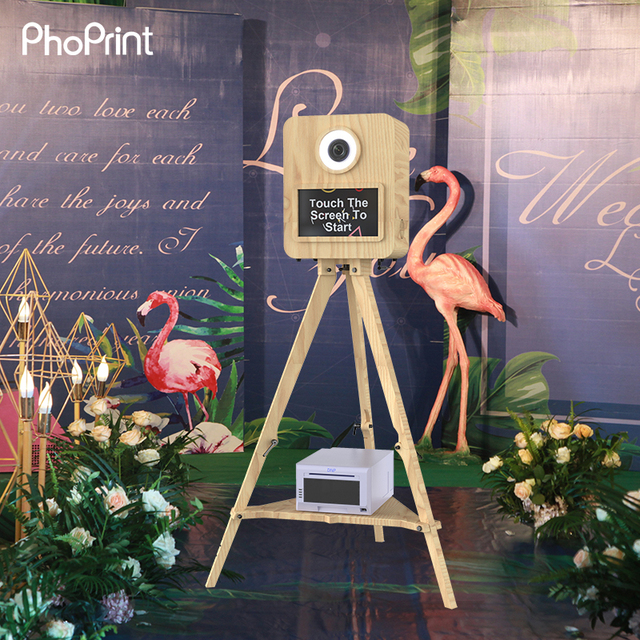 Phoprint Light Weight Touch Screen Real Wooden Retro Vintage Photo Booth for Party and Wedding