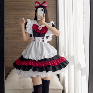 Halloween Vampire Maid Lolita Costume Black Red Polyester Cosplay Anime Role Play Outfit Spring 2023 - Product Image 1