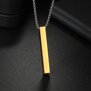 Collar de acero inoxidable OEM transfronterizo, con colgante de tendencia europea y americana, diseño simple, liso, cuadrado y cilíndrico. - Product Image 3