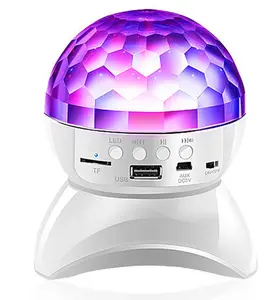 Pesta Starter/BT Wireless Speaker dengan LED Warna Berubah Lampu Panggung Acara Auto Berputar Kristal Bola Disko