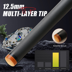 KONLLEN AK75-001 Taco de Billar de Fibra de Carbono Mejorado con Incrustaciones Reales, Punta de 12.5mm, Tecnología de Baja Deflexión, Eje de Abulón AK75 - Product Image 3