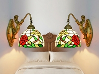 Applique murale LED en verre teinté de 8 pouces, design fleurs et feuilles, luminaire pour salon, escalier, couloir, chambre à coucher