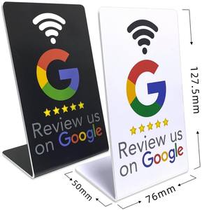 Carte NFC de présentation de table personnalisée en PVC mat blanc et noir avec impression pour avis Google et réseaux sociaux - Product Image 2