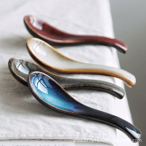 Cuchara de Porcelana Estilo Japonés Retro de 14 cm, Cuchara Creativa para Sopa, Guiso y Postre para el Hogar y Restaurantes - Product Image 3