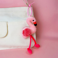 Pendentif de sac flamant rose en peluche mignon, porte-clés oiseau en peluche Kawaii, accessoires de sac animaux tropicaux doux et duveteux, cadeau d'été