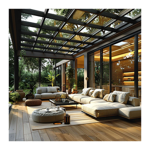 Jardin d'hiver moderne automatique intelligent Toit à pignon autoportant Isolation <span class=keywords><strong>en</strong></span> aluminium Verre Sunshine Hut Véranda Portes et fenêtres - Product Image 4