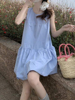 Robes midi respirantes et élégantes sans manches pour femmes, support OEM ODM, tissu personnalisable, marque privée, couleur assortie