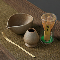 Bol à Matcha classique fait à la main four à Transmutation glaçure jaspe mousse profonde vert Atrovirens émeraude céramique Matcha Toos ensemble