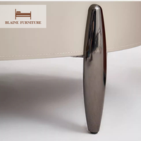 BLAINE lumière luxe ardoise haut forme ronde en cuir Table basse moderne canapé Table d'appoint ensemble pour meubles de salon