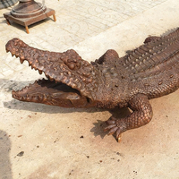 Statue de crocodile en bronze pour extérieur, sculpture animale, figurine de jardin moulée à la main, moderne et traditionnelle, pour fêtes d'anniversaire, mascotte de Noël