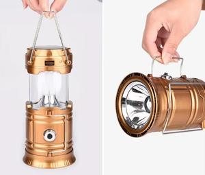 Có thể gập lại ngoài trời xách tay nhựa 6 + 1W dẫn ánh sáng treo cắm trại năng lượng mặt trời Powered sạc đèn lồng đèn - Product Image 4