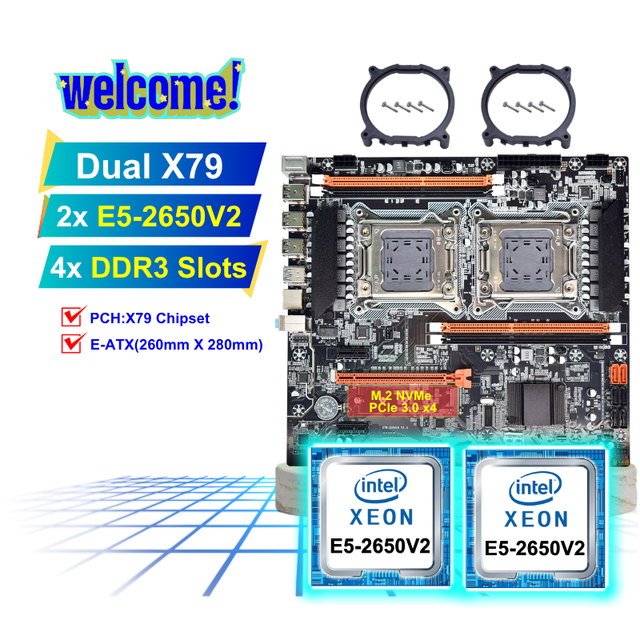 PANDL Dual Xeon E5 2650 V2 Combo Desktop PC Kit with X79 Motherboard and DDR3 ECC RAM X79 Dual Cpu Motherboard