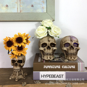 Skull Resin <b>Vase</b> With Light And Bottom For Home Decor Halloween Gift Flower Arrangement Eclectic Style - Product Image 1
