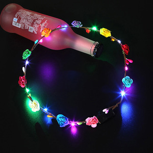 DAMAI LED Flower Headband Crown Halloween Glow in <b>the</b> Dark Party Supplies Wreath Headdress LED <b>Light</b> up Dress up Wedding - Product Image 2