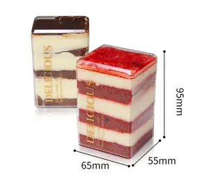 Wholesale Custom Logo Transparent Clear Tiramisu Pudding Acrylic Cake Box Square For Cookie