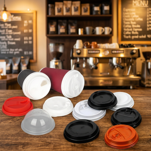 Tapas Desechables de Plástico PE para Vasos de Café con Ranura para Pajita, para Envasado de Bebidas, Colores Negro, Blanco, Rojo, Naranja, Transparente, Capacidad de 100 ml - Product Image 3