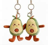 Porte-clés en peluche avocat mignon de dessin animé, poupée fruit en peluche Kawaii, porte-clés doux en forme 3D, breloque de sac en peluche pour cadeau d'anniversaire