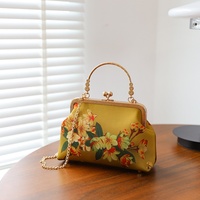 Sac à main de soirée pour femme, style ethnique Cheongsam, à motif floral, porté épaule ou croisé, avec poignée métallique 2026
