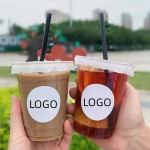 Hot Sale Custom Cold Drink Cups Clear PP Disposable Plastic Cup With Lid