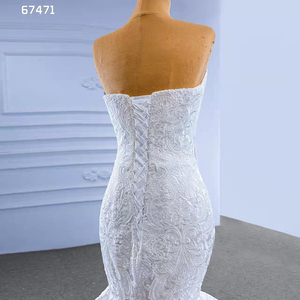 Jancember ชุดแต่งงานทรงนางเงือกลูกไม้แขนกุด RSM67471สวยงาม - Product Image 4