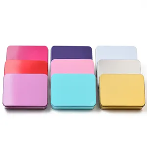 High Quality Rectangular Shape Tin Container Packaging Storage Metal Tins Box With Different Mix Color