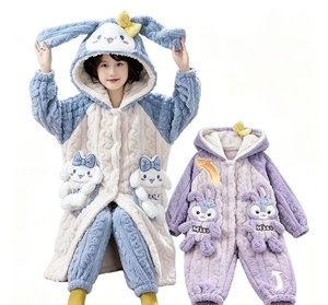 Nuovi Pigiami <span class=keywords><strong>in</strong></span> Flanella per Ragazze con Motivi Cartoon <span class=keywords><strong>in</strong></span> Offerta - Accappatoi e Pigiami Lunghi <span class=keywords><strong>in</strong></span> <span class=keywords><strong>Pile</strong></span> Spesso per l'Autunno - Product Image 1