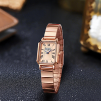 Pasokan Pabrik Jam Tangan Wanita Mewah Berlapis Emas Model Quartz Dial Kaca Persegi Tali Baja Tahan Karat Elegan Tahan Air Pembelian Grosir