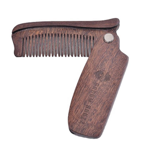 Peine Plegable para Barba de <span class=keywords><strong>Madera</strong></span> Oscura para Hombre, Peine de Aseo de <span class=keywords><strong>Madera</strong></span> Natural con Bisagra de Metal, Antiestático para Barba y Cabello - Product Image 4