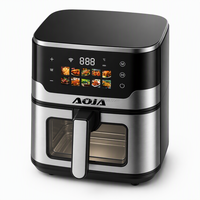 Friteuse à air chaud 5,5 L 2000W avec Wi-Fi, double chauffage, fenêtre visible, boîtier métallique, appareil de cuisson électrique de cuisine - Grande Vente