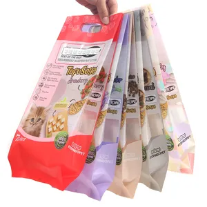 Custom Printed Vacuum Gusset Pouch Bentonite Bulk Cat Litter Wholesale Arm Hammer Clump Seal Slide Clay Cat Litter Mylar Bags