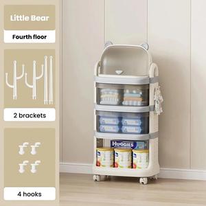 Carrito de Cocina de 4 Niveles con Ruedas, Organizador Multifuncional de Plástico PP, Cajón Transparente de Gran Capacidad para el Hogar - Product Image 4