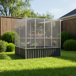 Jaula para Pájaros de Acero Galvanizado Antracita 84.1x85.6x83.3, Rectangular, Resistente para Exteriores, Suministros para Aves - Product Image 2