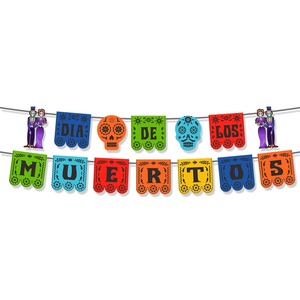 Banderines Temáticos del Día de <span class=keywords><strong>los</strong></span> Muertos Mexicanos para Fiesta, 15x15cm, ChenWang - Product Image 2