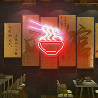 Enseigne néon LED pour bol de ramen, étanche, double face, ronde, à projection, pour vendeurs Etsy