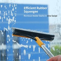 Brosse de nettoyage pour carrelage de salle de bain à poils rigides 2-en-1 avec grattoir pour fentes sans angle mort