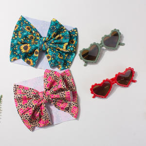 ヨーロピアンアメリカンスタイルの新しいベビーガールズ屋外2ピースセットナイロンヘッドバンドとサンメガネ子供用アクセサリー - Product Image 5