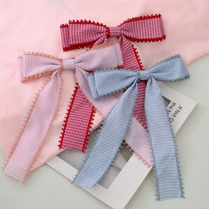 Sweet Bowknot Haars pangen Preppy Style Grid Bow Langes Band Haars pangen Mädchen Haarschmuck - Product Image 1