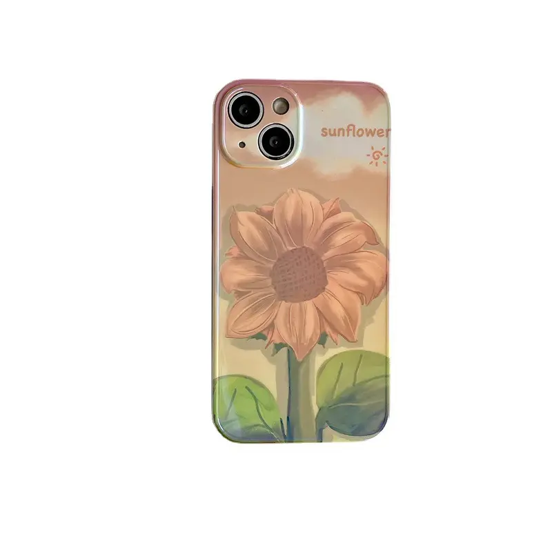 Blue Ray Retro Summer Sunflower Phone Case for iPhone X XS XR XS Max 11 12 13 Pro Max