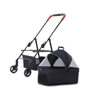 2025 Poussette pour chien personnalisée Poussette <span class=keywords><strong>double</strong></span> pliable pour animaux de compagnie avec support détachable, <span class=keywords><strong>chariot</strong></span> à 4 roues pour chien et chat avec panier de rangement - Product Image 2