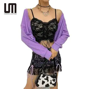 Liu Ming Lente Vrouwen Sexy Zwart Kant Gothic Esthetische Crop Tops Schattige Kleding Vintage Hemd Tank Tops Kleding Vrouw Casual