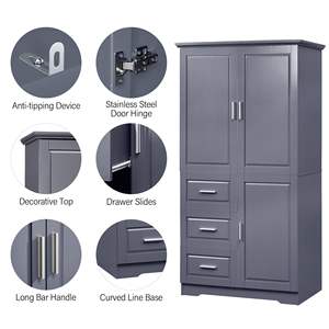 DB Three-Drawer <b>Tall</b> and Wide Storage <b>Cabinet</b> with Doors for Bathroom/Office Organization - Product Image 6
