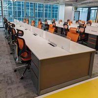 Bureau de travail moderne, mobilier de bureau, bureau d'ordinateur en MDF pour le personnel, table de bureau modulaire pour 4 à 12 personnes pour postes de travail