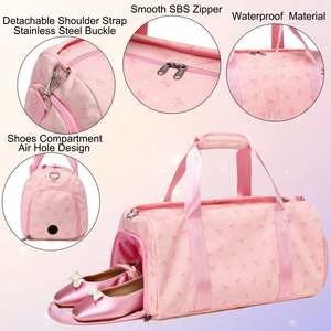 Elegante Bolsa Deportiva de Pana para Niñas, con Múltiples Compartimentos, Compartimento para Zapatos y Bolsillo para Ropa Seca y Mojada - Product Image 4
