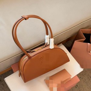 MIU Autumn Winter Dumpling Half-Round PVC <strong>Bag</strong> with Canvas Lining Zipper Closure Small Shoulder Crossbody Handbag for Women - Product Image 3