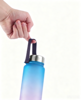 Bouteille d'eau dégradée avec sangle de transport, anti-fuite, sans BPA, en plastique, portable, pour voyage