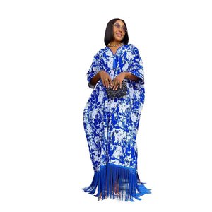Vestido africano de verano para mujer, estilo boubou, dashiki, Ankara, <span class=keywords><strong>con</strong></span> estampado moderno, manga corta, holgado, <span class=keywords><strong>con</strong></span> borlas, maxi vestido para dropshipping. - Product Image 5