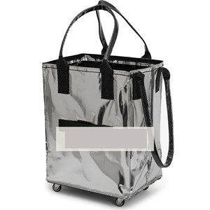 Custom Logo Large Black Reusable Polyester Foldable Rolling Tote & <b>Shopping</b> Bag with Wheels-Wheeled 66 Lb Limit Bag - Product Image 1